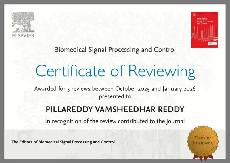 Peer-review recognition certificate — Biomedical Signal Processing and Control